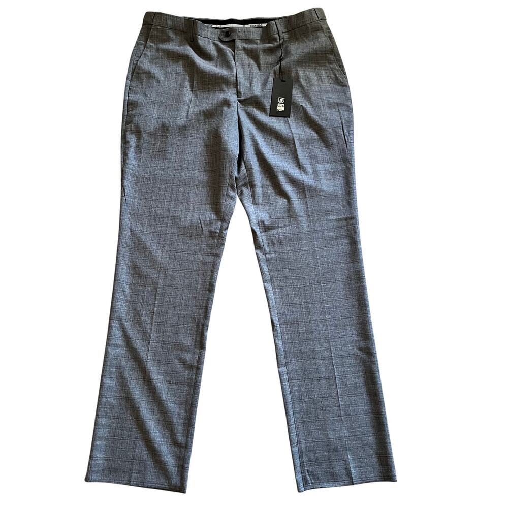 Stacy Adams Plaid Suit Pants 42 Mens Gray Slacks Work Office Wedding Event New
